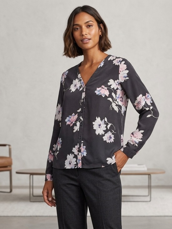 Joie Tops - Joie Sheer Designer Floral Button Up V Neck Blouse Small RN# 105230 CA# 58350